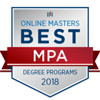 Number 11 Best Online MPA Programs badge.